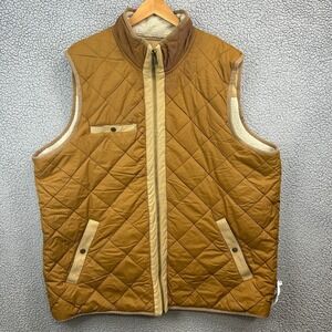 Men's Eddie Bauer 3XLT Beige Full Zip Quilted Fleece Vest Reversible Pockets